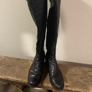 GUC Stuart Weitzman 50/50 OTK black leather boots size 8.5